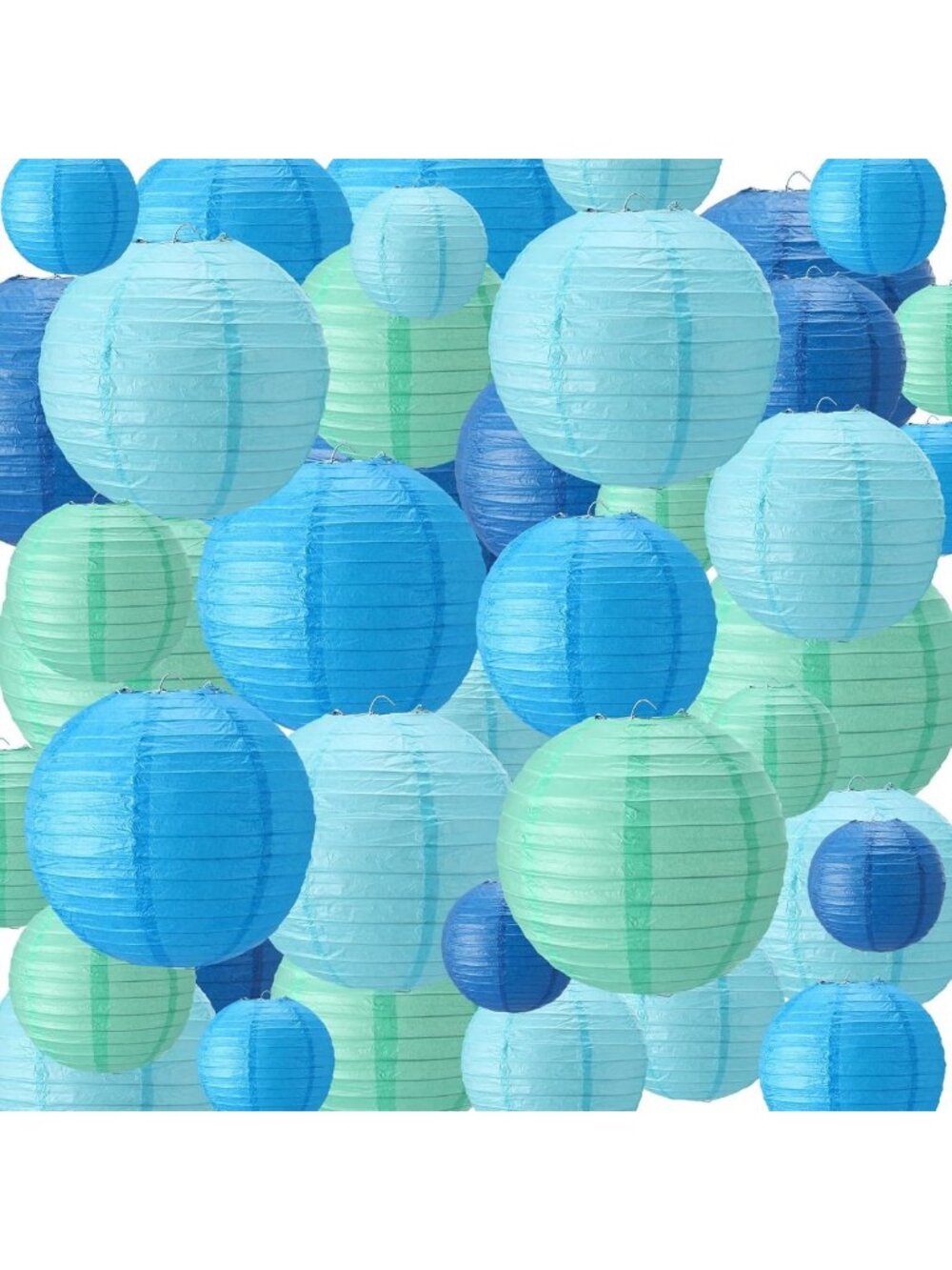 48 Pcs Blue Round Paper Lanterns - Party Decorations for Events & Celebrations